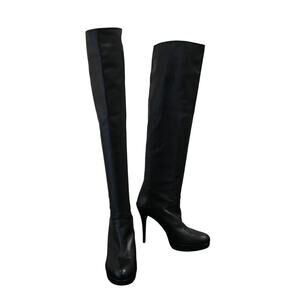 Staurt Weitzeman Leather Knee High Stiletto Boots Size 9 Black
